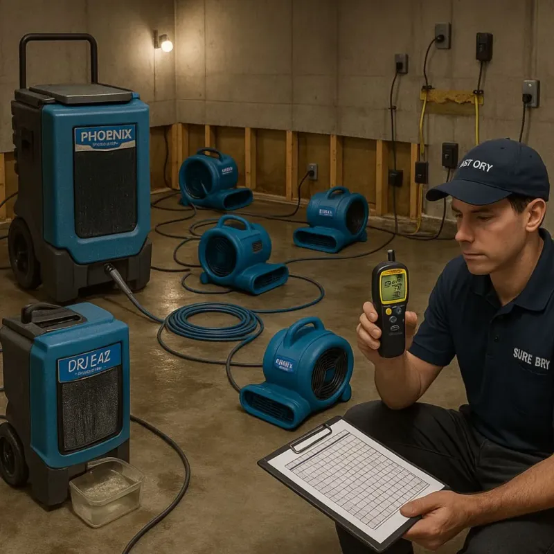 Structural Drying and Dehumidification process in Countryside, IL